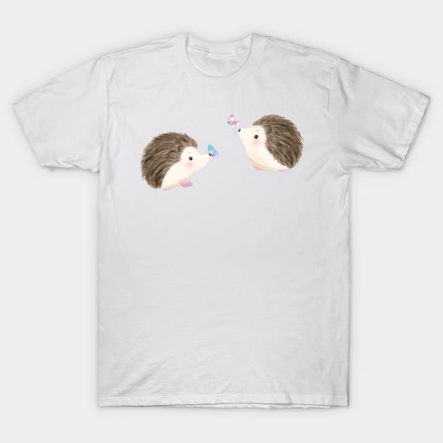 Cute Watercolor Hedgehogs T-Shirt by EddieBalevo